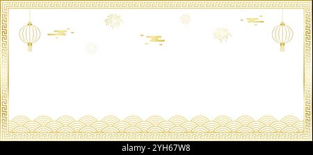 golden chinese style poster border elements Stock Vector