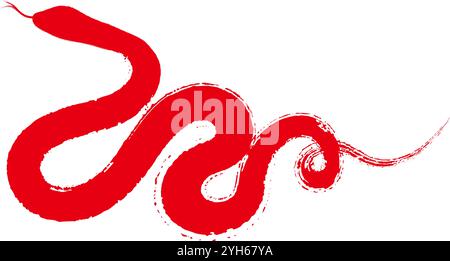 Red snake pattern in brush style Stock Vector