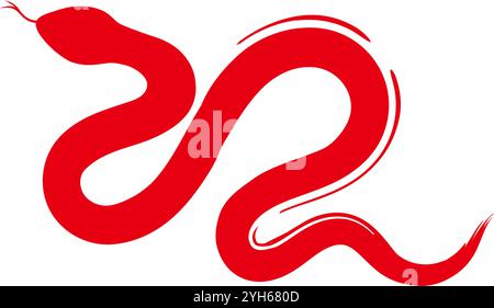 Red snake pattern in brush style Stock Vector