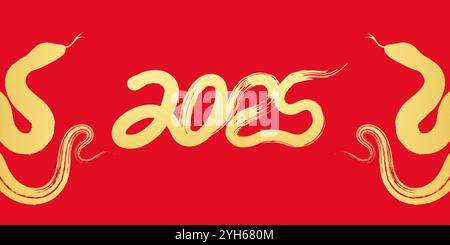 2025 Year of the Snake New Year red cover Stock Vector