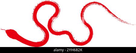 Red snake pattern in brush style Stock Vector