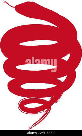 Red snake pattern in brush style Stock Vector