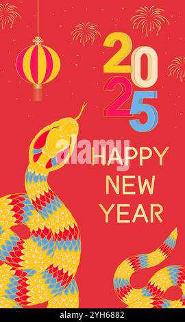 2025 New Year's poster for the Year of the Snake Stock Vector
