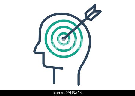 Purpose icon. line icon style. head with target. icon related to motivation. success elements vector illustration Stock Vector