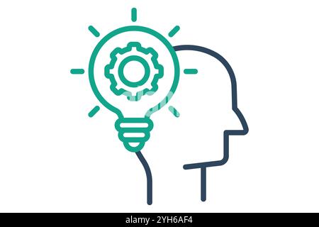Skills icon. line icon style. head with light bulb and gear. icon related to motivation. success elements vector illustration Stock Vector