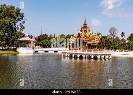 The Elegant Aisawan Thiphya-Art Pavilion at Bang Pa-In Palace Stock Photo