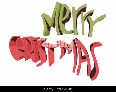 Merry Chishtmas Text 3D Rendering Typography Graffiti Logo Symbol Stock Vector