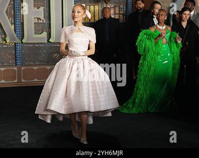 Los Angeles, USA. 09th Nov, 2024. (L-R) Ariana Grande and Cynthia Erivo at the Universal Pictures' WICKED Los Angeles Premiere held at the Dorothy Chandler Pavilion in Los Angeles, CA on Saturday, ?November 9, 2024. (Photo By Sthanlee B. Mirador/Sipa USA) Credit: Sipa USA/Alamy Live News Stock Photo