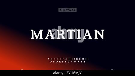 Serif futuristic alphabet, elegance geometric letters, modern sparse font for premium logo, stylish headline, iconic branding, elegant cosmic tech Stock Vector