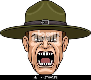 Drill Instructor Sergeant Bootcamp Army Soldier Stock Vector