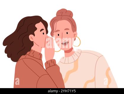 Girlfriends gossip.Surprise face, emotions, Best friends Stock Vector