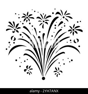 Firework burst with radiant lines and sparkling stars in a circular pattern Stock Vector