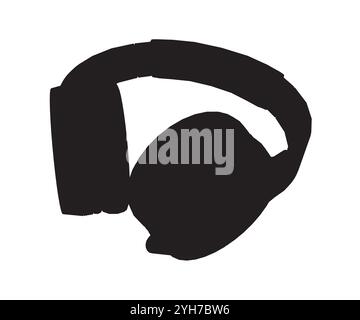 Silhouette of headphones, flat vector illustration of teal wireless headphones isolated on a white background Stock Vector