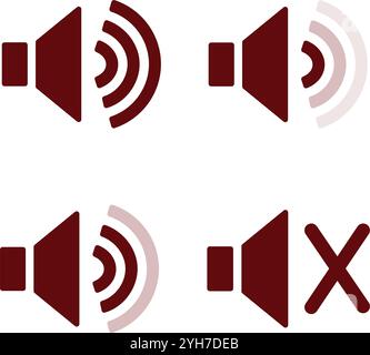 Red icons sound Audio radio app speaker vector illustration Stock Vector