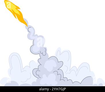 exhaust rocket fire trail cartoon vector illustration Stock Vector ...