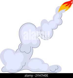 trajectory rocket smoke trail cartoon vector illustration Stock Vector ...