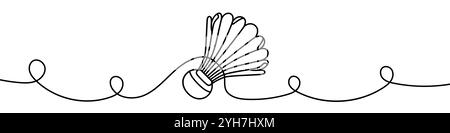 One continuous line illustration of a badminton shuttlecock, isolated on white background. Line art of badminton shuttlecock Stock Vector