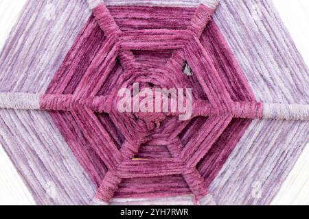 Closed up of violet color hexagon shape of weave textured background with copy space Stock Photo