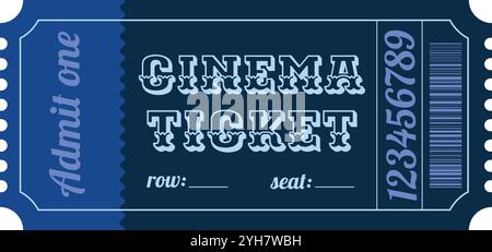 Cinema ticket, retro ticket, admit one. Stock Vector