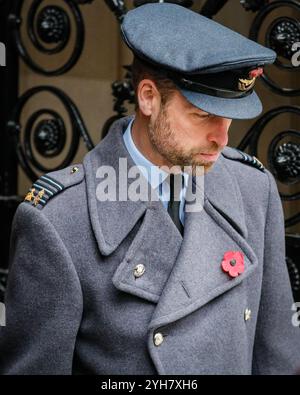 Downing Street, London, UK, 10th Nov 2024. Prince William, The Prince of Wales walks through in his military uniform. Politicians, including former Prime Ministers, are seen walking through Downing Street on the way to attending the Remembrance Sunday ceremony on Whitehall in Westminster. Credit: Imageplotter/Alamy Live News Stock Photo