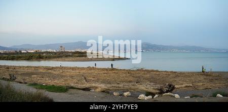 High water level Gudalhorce river mouth at Natural Park Guadalhorce after heavy rain, Andalusia, Malaga, Spain. Stock Photo