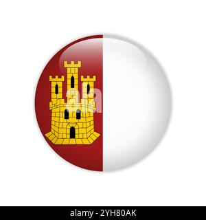 Flag Bandera Castilla-La Mancha on button Stock Vector