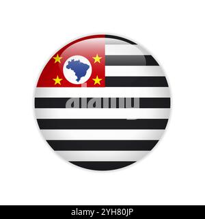 Flag Bandeira do estado de Sao Paulo on button Stock Vector