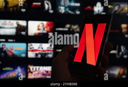 Netflix streaming service logotype Stock Photo