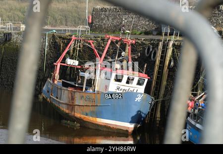 Garlieston harbour Scotland shell fish fishing boat BA692 moored at the small port on Wigtown Bay photo November 2024 Stock Photo