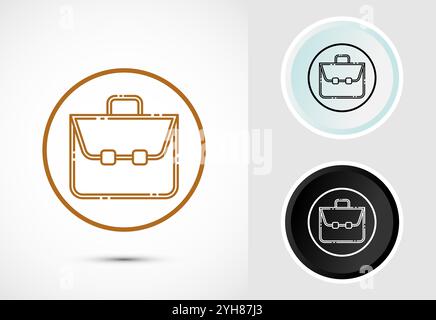 Briefcase icon design illustration, bag icon for apps and websites Stock Vector