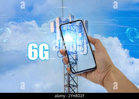 Concept of high-speed communication, 5G and 6G technology Stock Photo