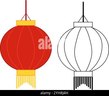 Lantern Chinese New Year festive isolated design. Vector cartoon graphic illustration can be used for banners, cards, packaging. Stock Vector