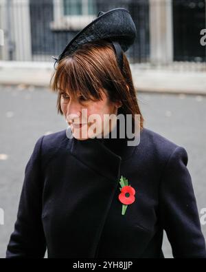 Downing Street, London, UK. 10th Nov, 2024. Rachel Reeves, Chancellor of the Exchequer of the United Kingdom, MP Leeds West and Pudsey. Politicians, including former Prime Ministers, are seen walking through Downing Street on the way to attending the Remembrance Sunday ceremony on Whitehall in Westminster. Credit: Imageplotter/Alamy Live News Stock Photo