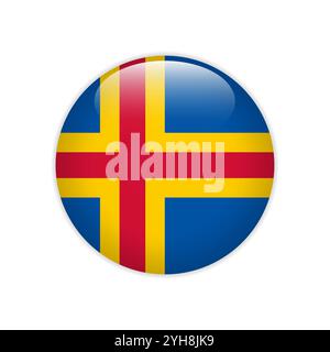 Flag Aland button Stock Vector