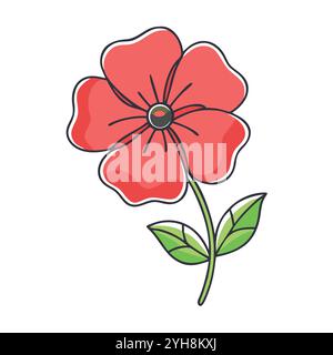vector illustration of a poppy flower, for floral designs, botanical, & nature-themed projects. flower vector. Stock Vector