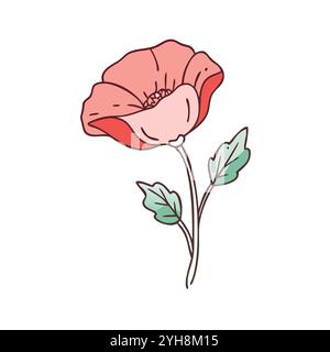 vector illustration of a poppy flower, for floral designs, botanical, & nature-themed projects. flower vector. Stock Vector