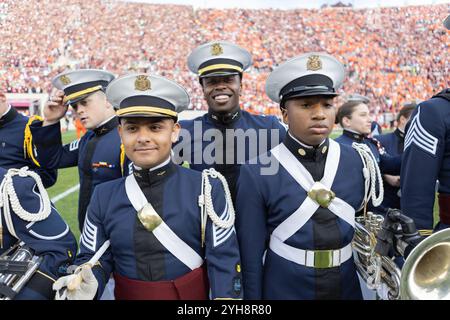 Blacksburg, VA, USA. 9th Nov, 2024. Members of the Virginia Tech Corps of Cadets wait for the NCAA football game between the Clemson Tigers and the Virginia Tech Hokies at Lane Stadium in Blacksburg, VA. Jonathan Huff/CSM/Alamy Live News Stock Photo