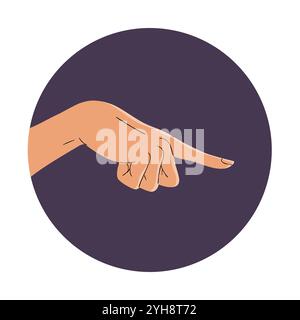 Woman makes a hand gesture. The index finger is a sign of order and command. Female whim and emotions. Icon and avatar. Vector round illustration Stock Vector