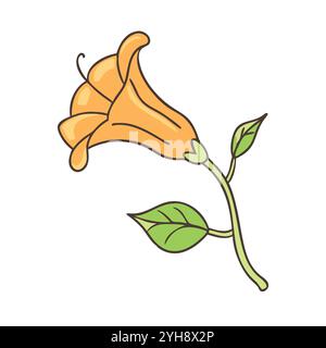 vector illustration of a trumpet vine flower, for floral designs, botanical, & nature-themed projects. flower vector. Stock Vector
