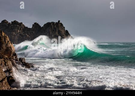 Logan Rock; From Porthcurno; Cornwall; UK Stock Photo