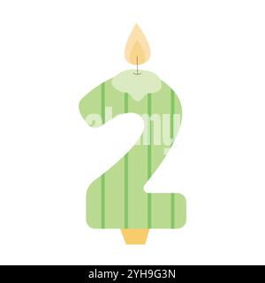 Candle shaped number 2 vector flat clipart Stock Vector