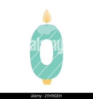 Candle shaped number 0 vector flat clipart Stock Vector