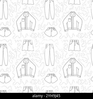 Doodle denim clothes seamless pattern Stock Vector