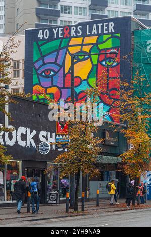 Contrasting architectural style along Granville Street in Vancouver Canada Stock Photo