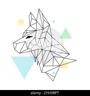 Polygonal geometric wolf black outline. Abstract vector wolf polygonal modern logo design. Stock Vector