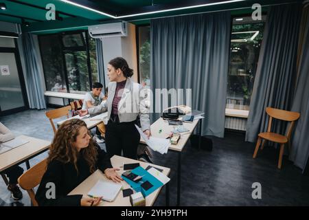 Engaged students participating in an interactive classroom session Stock Photo