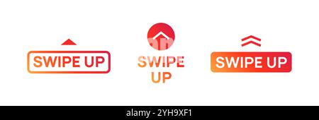 Swipe up arrow vector icon. Social media story drag button sign action graphic design app ui shape swipe up. Stock Vector