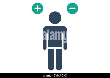 Attitude icon. solid icon style. person with minus and plus. icon related to motivation. success elements vector illustration Stock Vector