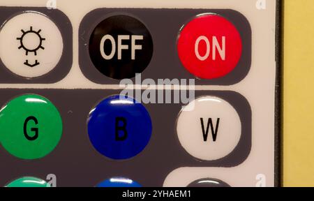 Buttons on a remote controller for LED lighting Stock Photo