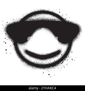 Spray Paint Graffiti Face wearing glasses isolated on white background ...